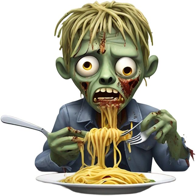 Zombie eating spaghetti emoji