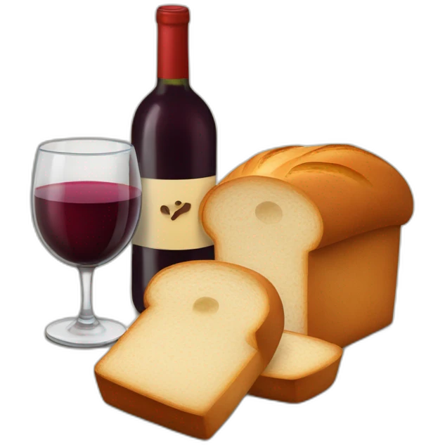 2 Shabbat candles, a cup of red wine and a loaf of bread emoji