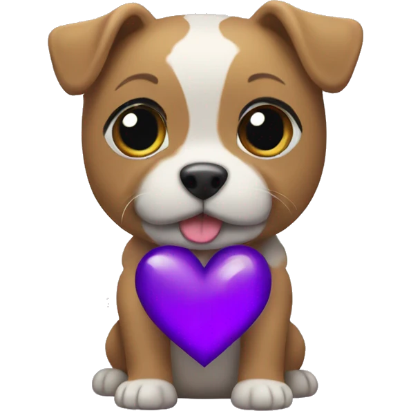 cute york terier with purple heart emoji