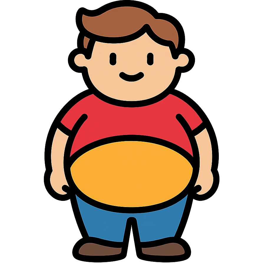 standing fat boy kid, minimal and modern emoji