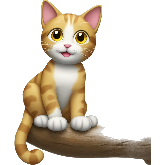 Cat sitting on branch emoji