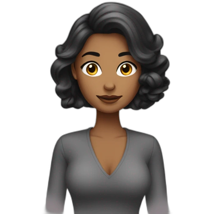 MUJER CON CABELLO NEGRO ONDEADO LARGO CON LOOK DE BOSS GIRL emoji