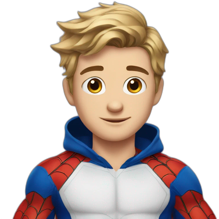 A handsome teen white boy in a spiderman suit emoji