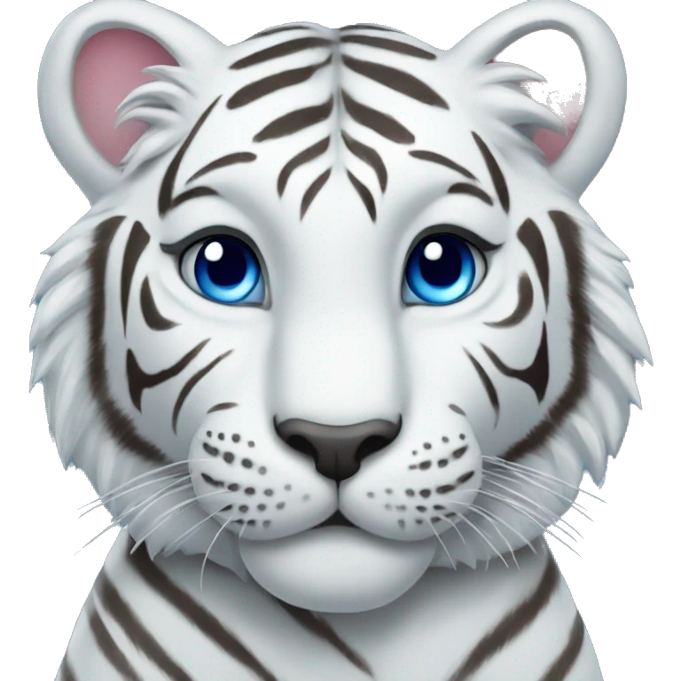 A WHITE TIGER HOLDING A BLUE HEART emoji