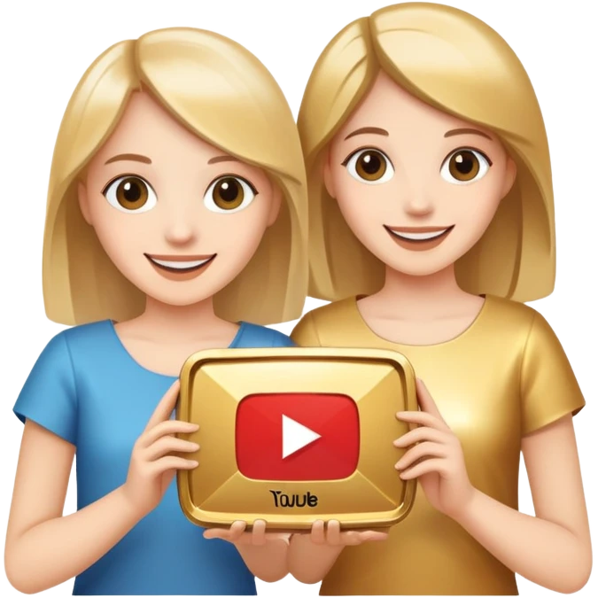 two sisters with a YouTube play button emoji