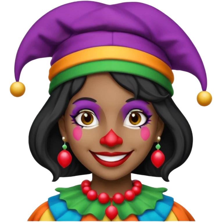 Jester female, black and white emoji
