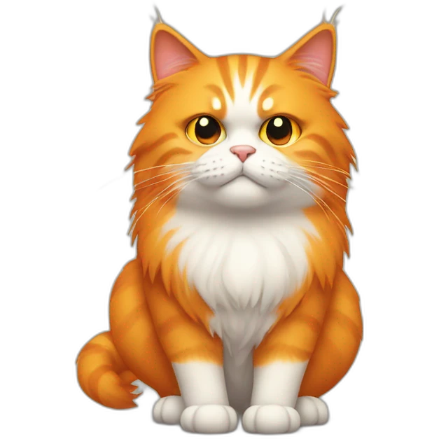 grumpy orange hairy cat with long tail emoji