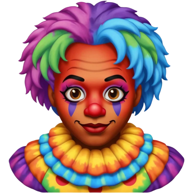 black clown with tye dye hair emoji