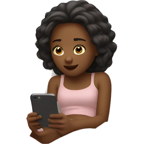 A girl in bed watching something on her phone emoji