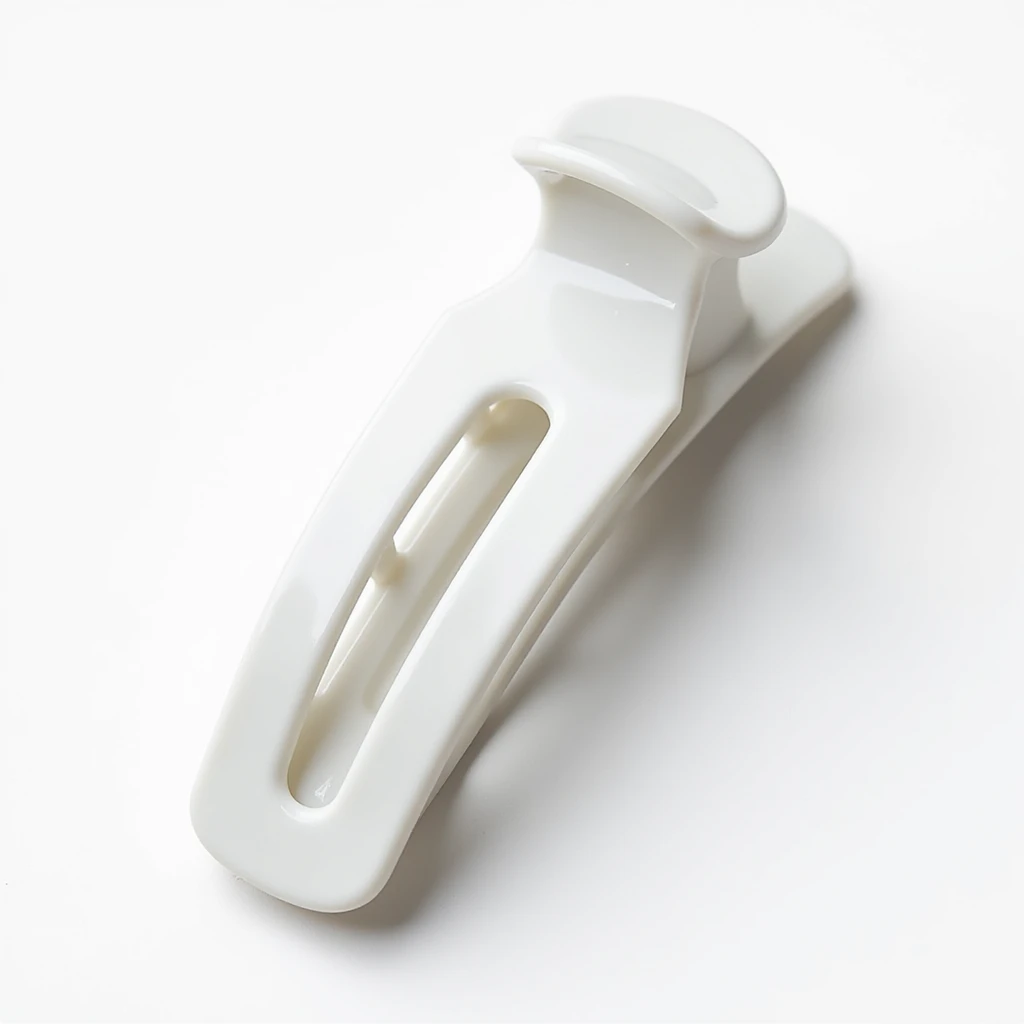 realistic white hairclip, photorealistic, isolated, no hair, neutral background emoji