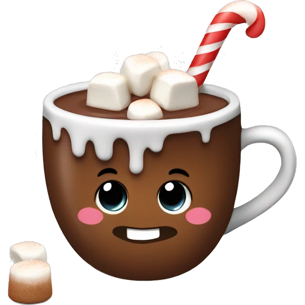 Hot chocolate with marshmallows in a Christmas mug emoji