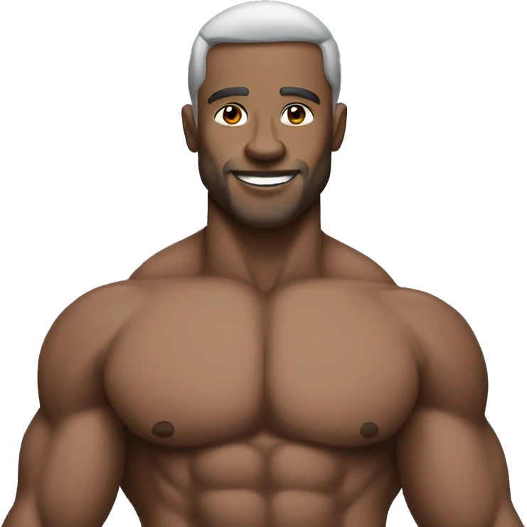 grey  skin color Muscular man emoji