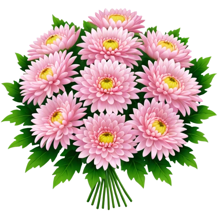 big bouquet Soft Pink Chrysanthemum, luxuriant, leaf, bud emoji
