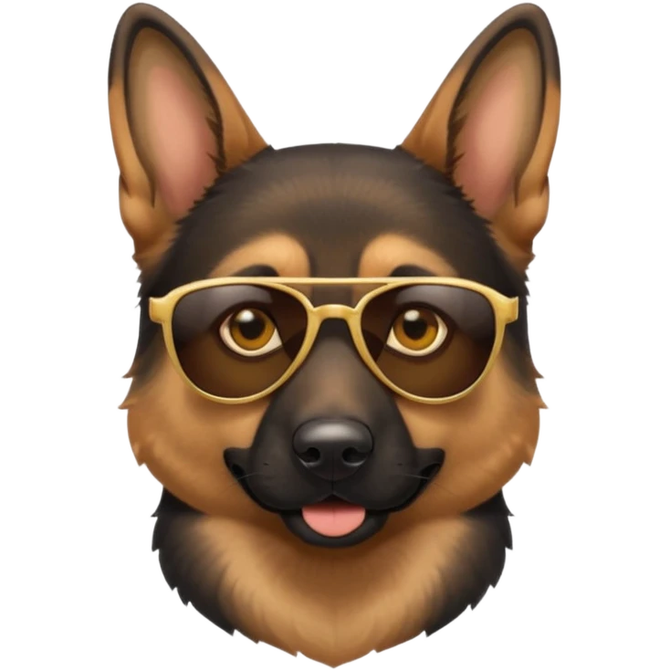 German shepherd wearing cool glasses emoji
