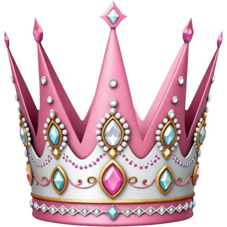 glitter pink and white queen crown emoji
