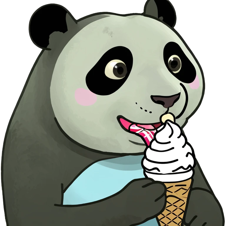Panda eating ice cream emoji