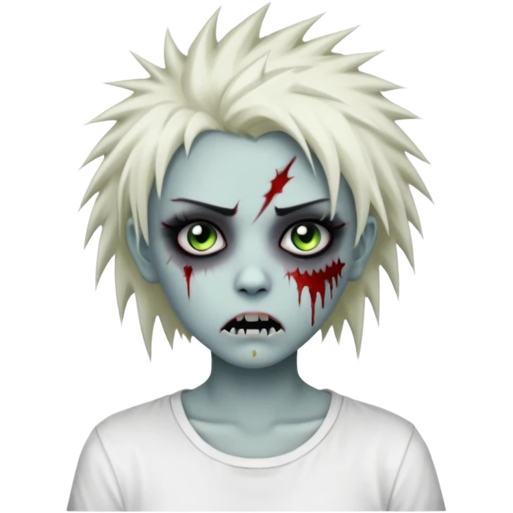 zombie girl with spiky emo hair and white shirt emoji emoji