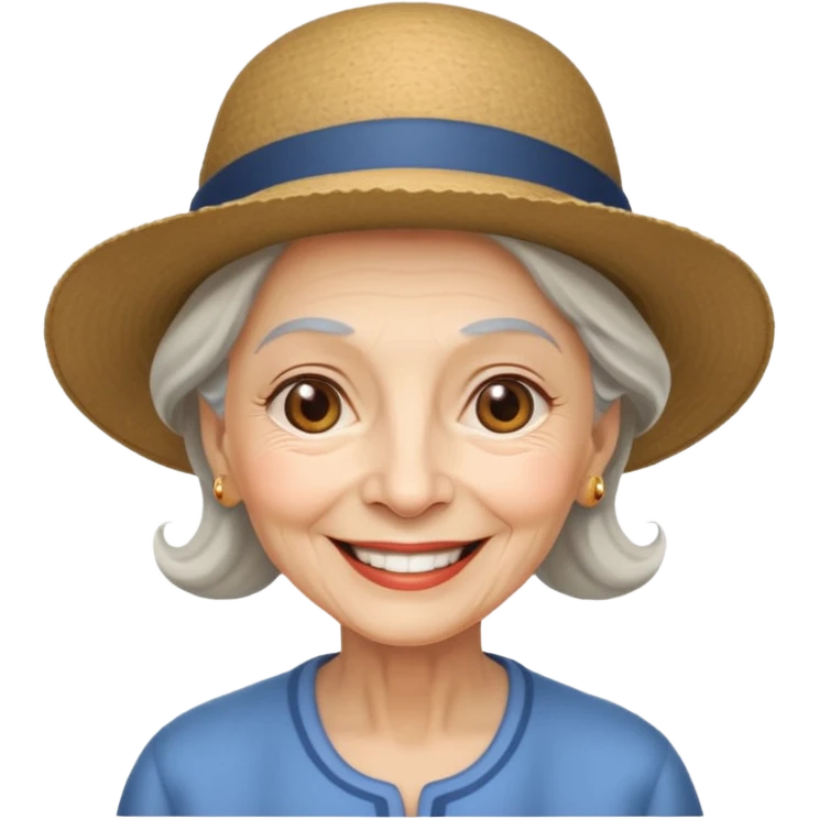 elderly woman with hat emoji