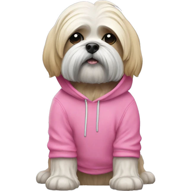 Lhasa apso dog wearing pink hoodie  emoji