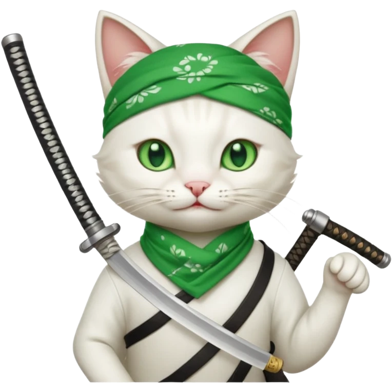 un gato blanco con reeferencia a roroa zoro emoji