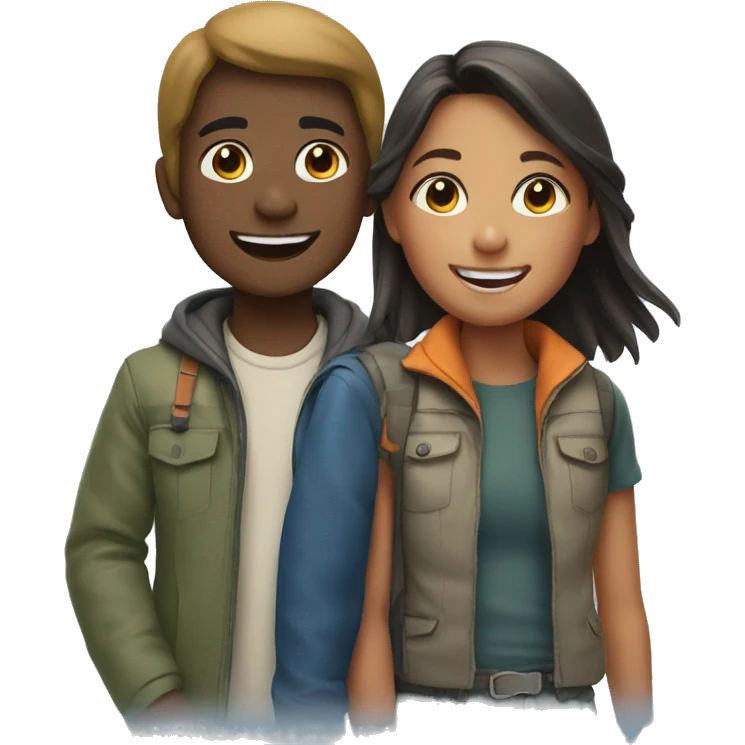 smiling girl with boys outdoors emoji