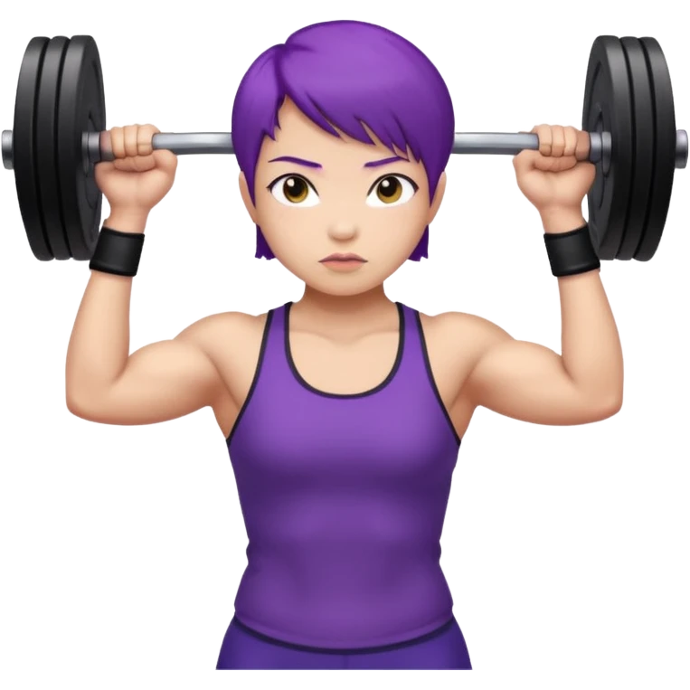 muscularweight lifting female short purple hair asian emoji