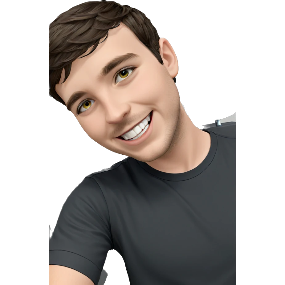 smiling boy in black shirt emoji