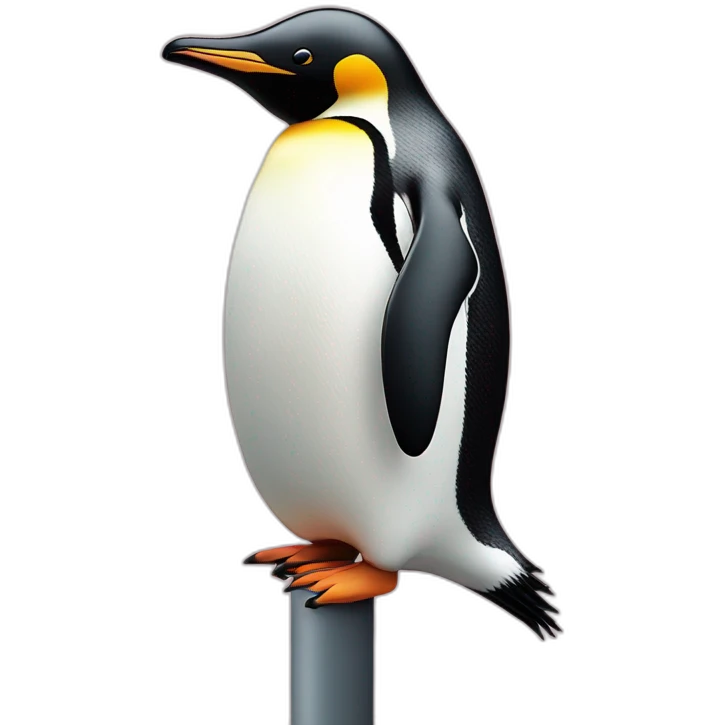 Pinguin on a pole bar with a pink short emoji