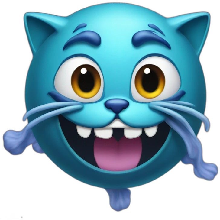 planet Neptune with a cartoon grimacing cat face emoji