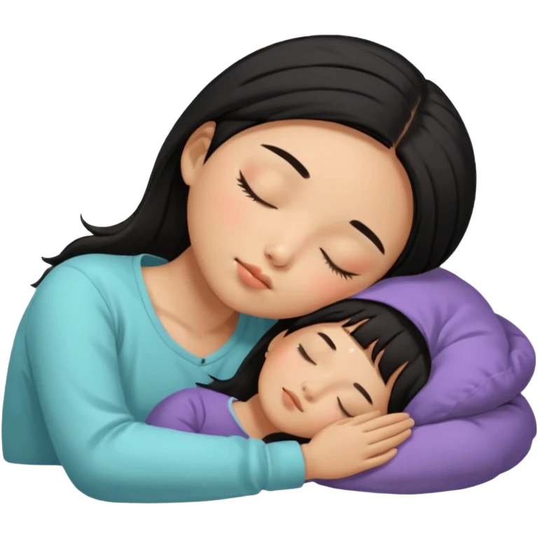 Black haired, tan-skinned Asian girl sleeping alone  emoji
