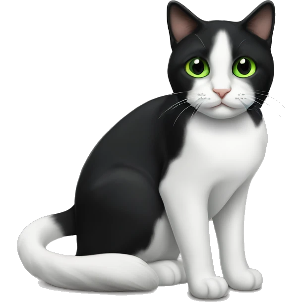 Tuxedo cat Black nose green eyes emoji