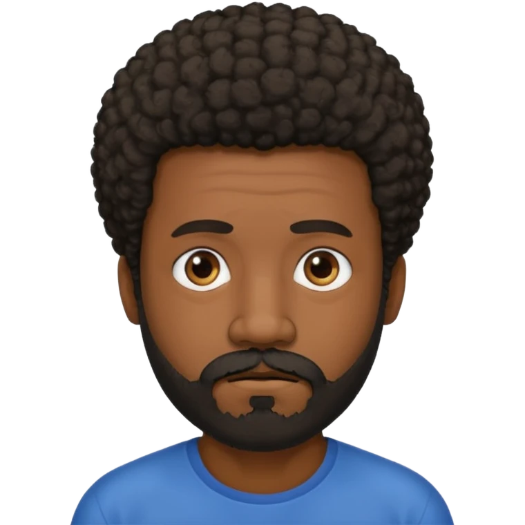 black man with beard, mustache, and short afro sad emoji