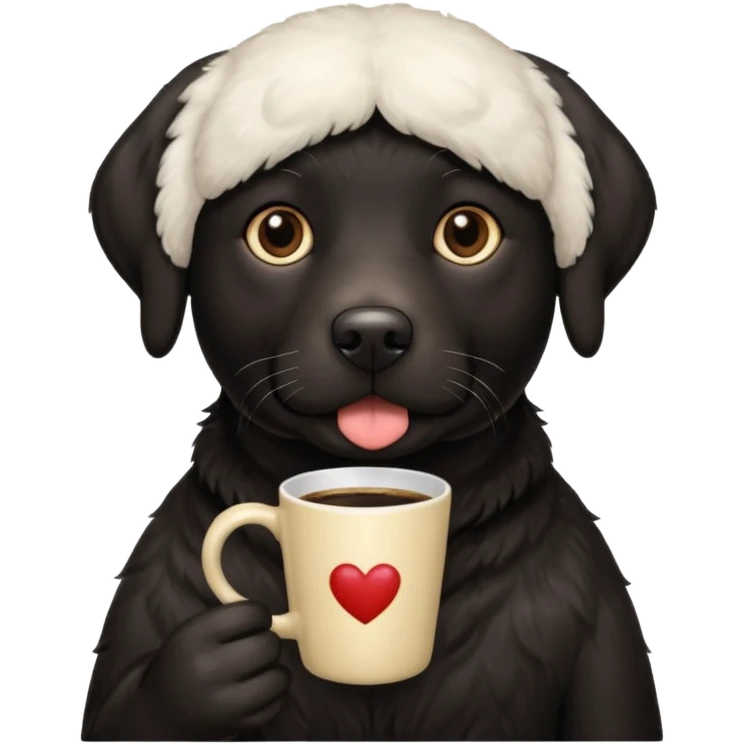 Black lab with a coffee emoji