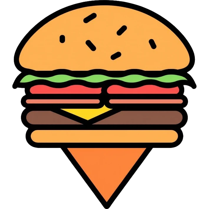 hamburger restaurant location pin emoji