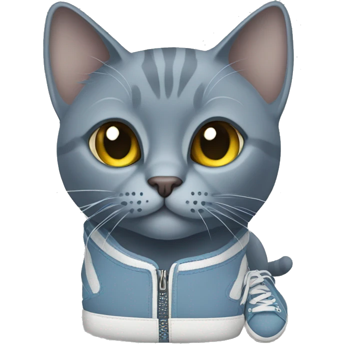 Russian blue cat wearing sneakers  emoji