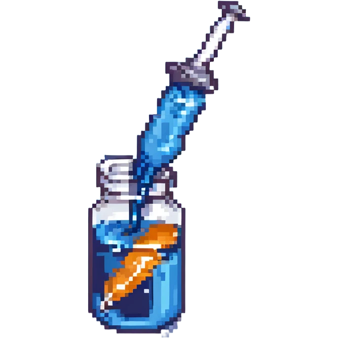 angled syringe with blue liquid emoji