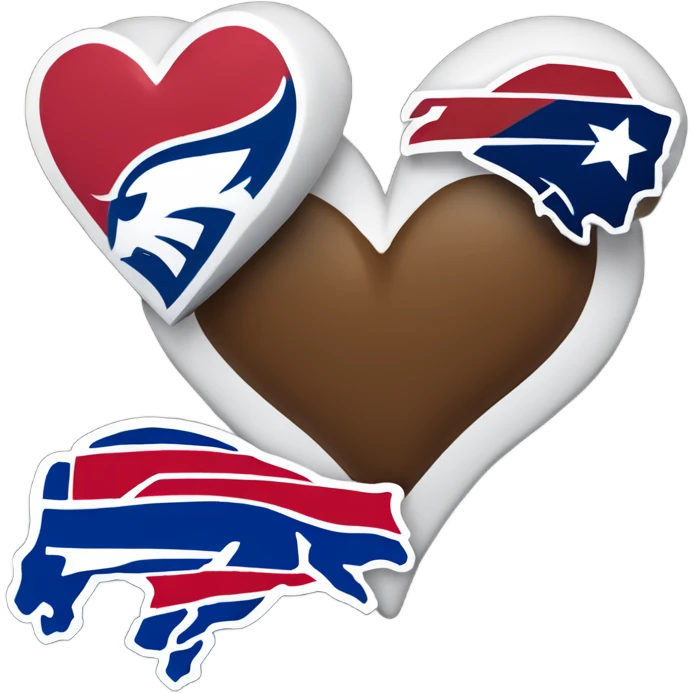 Heart emoji with 3 colors, blue border outside, red heart inside, smaller white heart inside of that, with the nfl Buffalo bills in the middle  emoji