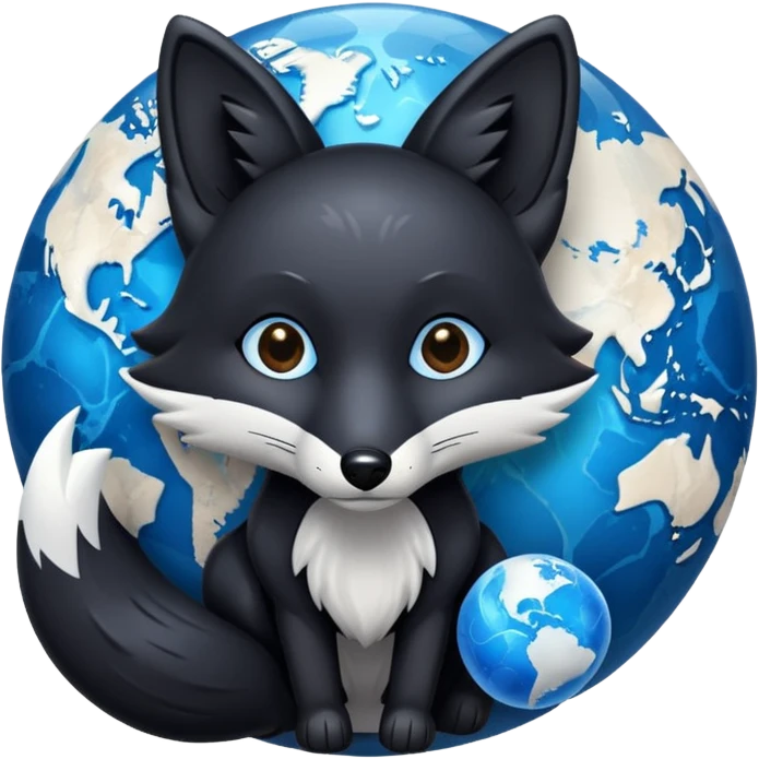 Black fox with blue marble pattern emoji