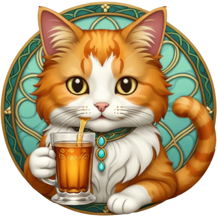 cat drinking mucha emoji