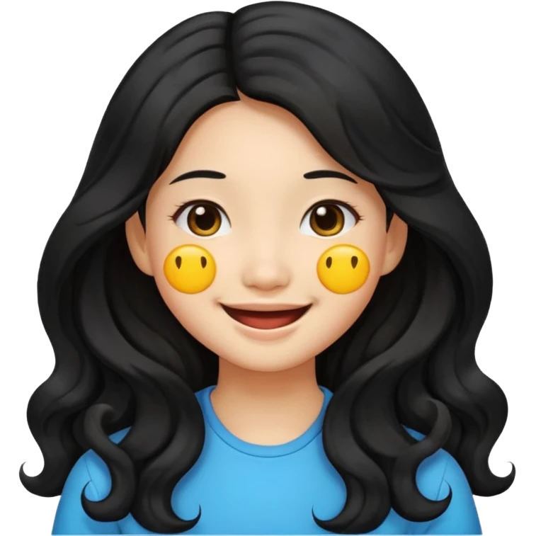 Asian girl with long wavy hair emoji emoji