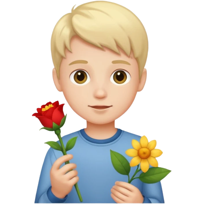 menino com flor emoji