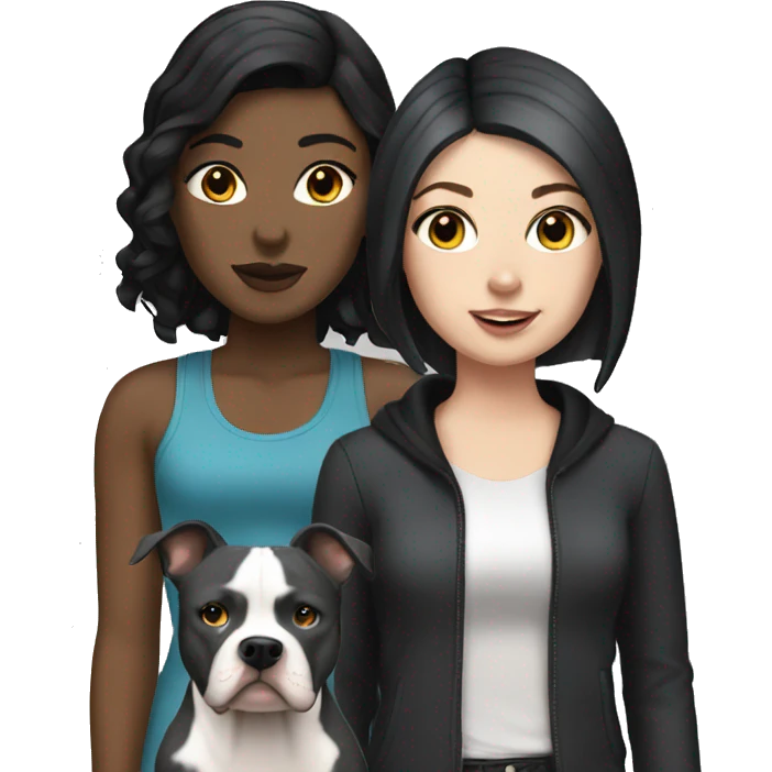White Girl with black hair with a grey pitbull emoji