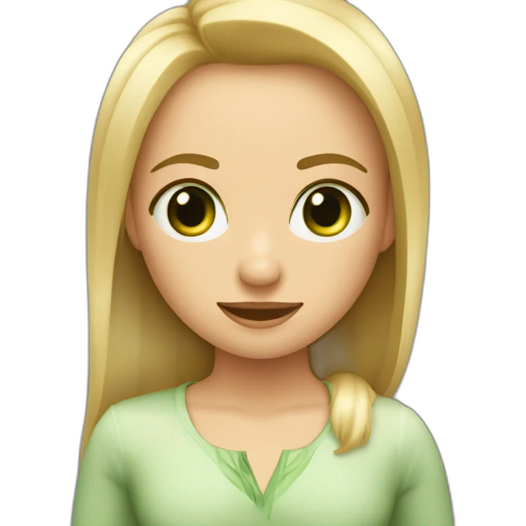 Rubia pelo por arriba de los hombros y liso con los ojos verdes verdes y guapa emoji
