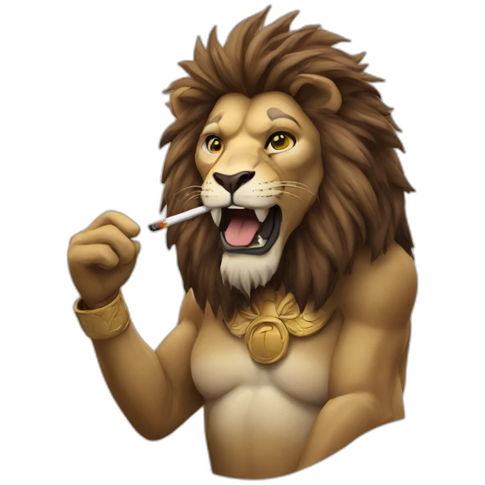 Smoking lion emoji