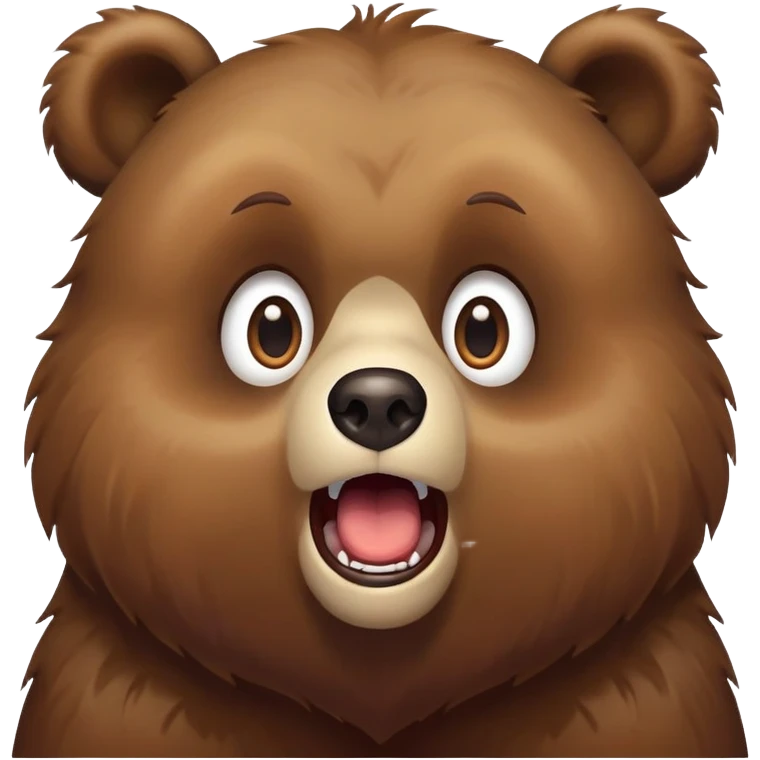 Excited bear with surprised expression, wide eyes, and mouth open in amazement emoji