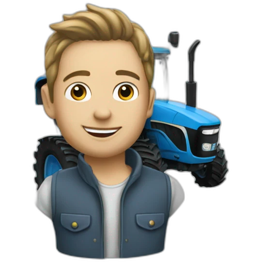 Tracteur bleu emoji