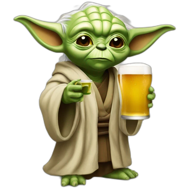 Yoda buvant une bière emoji