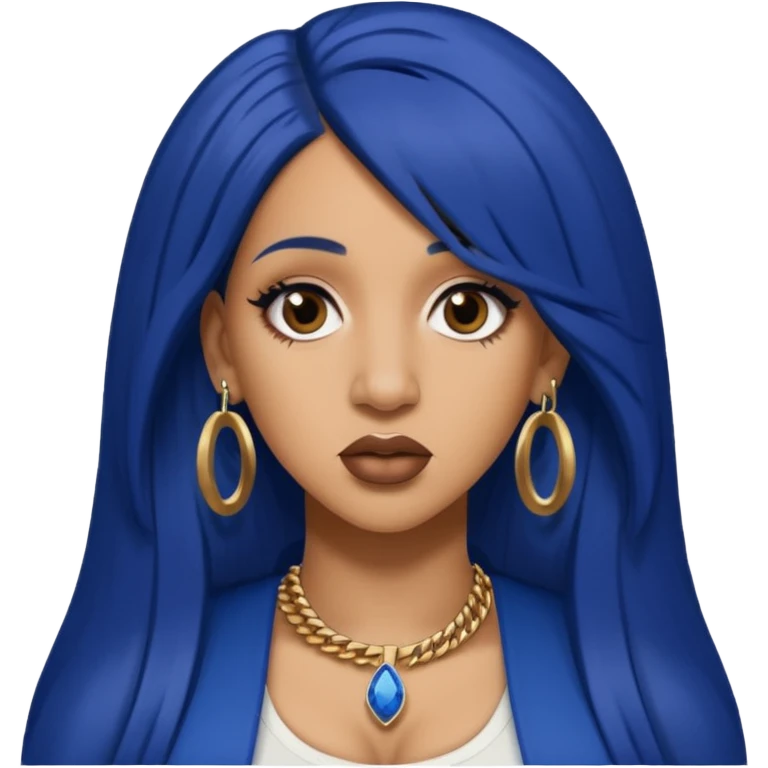 Cardi B with long dark blue hair  emoji