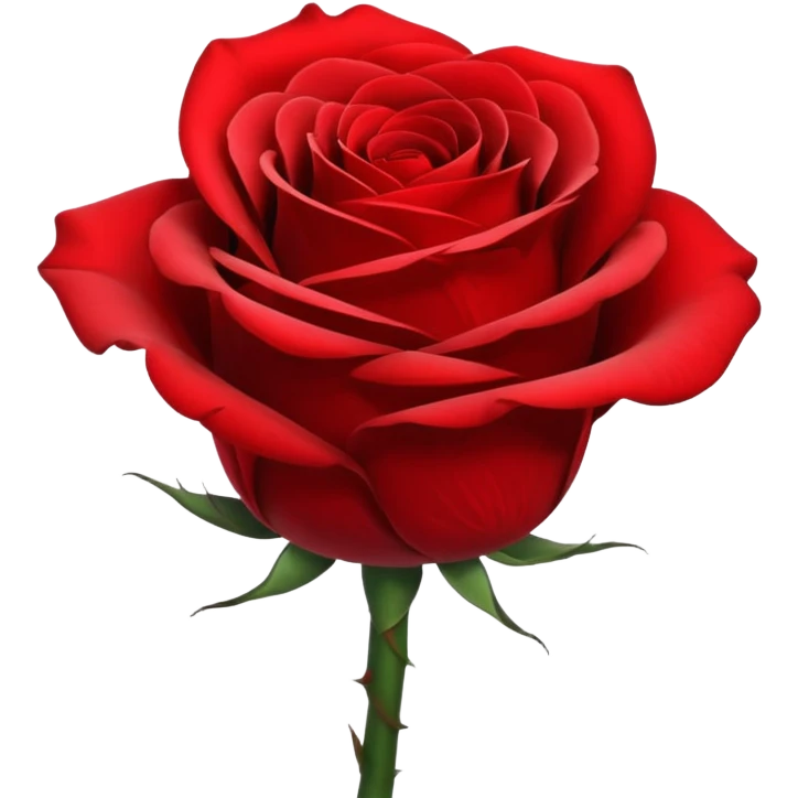 Still life realistic Colorshifting bright red to deep red single rose head emoji