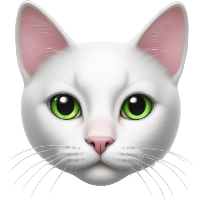 black and white cat with huge green eyes and a pink nose emoji